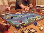 Tom, Colin, Mike and I get in a game of Merchants and Marauders!