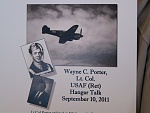 Guest speaker Wayne C. Porter Lt Col retired gave his remembrance  of his WW2 service. He was a trained as a bombardier/navigator and served in B-24`s. He was shot down in October 1944. He did 66 missions  in B-29 over Korea!
