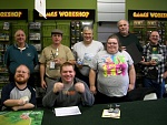 Our happy tournament crowd and their cool prizes! Left to Right, Back row: Trumpetman(Tom), CappyTom(Tom), Marcus, Jager(Karl), and von Klauser(Bob)....