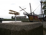 Caproni does "Fly-by" of the Santa Maria replica.