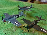 21 Century Toys pre-painted F6F-5 (Hellcat) (4). Minis making a flyby.