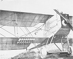 Detail of a loaded bomb rack on a 96th Aero Squadron Breguet 14B-2 bomber, France, 1918. (8AF Museum)