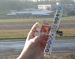 The Caproni passes Concorde at Filton in Bristol