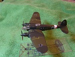 CafeReo Big Bird pre-painted HE 111 (2). I replaced all the gun barrels and aerials to make the models weak bits more durable. Added the brass rod...