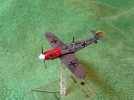 Takara prepainted BF 109 F2 (1). Apart from adding the brass rod for the flying pegs and the aerial on the roof, the only other think I had to do was...