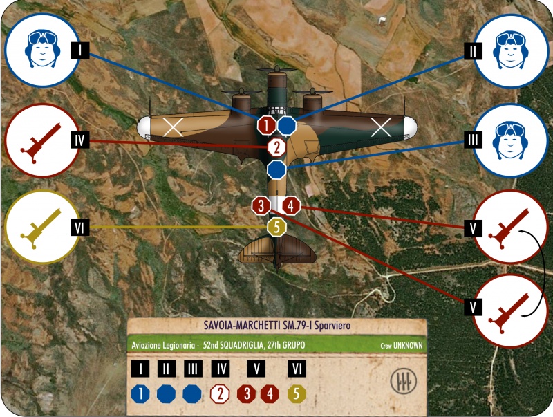 Savoia-Marchetti SM.79-II
281st Squadriglia, 132nd Gruppo
Capitano Carlo E. BUSCAGLIA
Regia Aeronautica
Management Card Version 2

Background East of Benghazi, Libya courtesy of Google