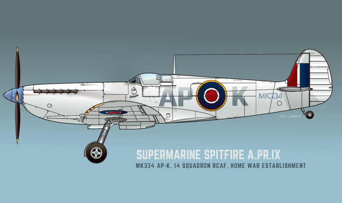 Supermarine Spitfire APR IX
Squadron Leader Stephane Gelcul
14 Sqn, Goose Bay
RCAF AP-K

http://www.vintagewings.ca/VintageNews/Stories/tabid/116/articleType/ArticleView/articleId/513/Icefire.aspx