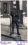 An exquisite photograph of Gefrieter Ernst Kmper standing outside a Pepinster photographer's studio in 1914 
 
Note on reverse: "Weltkrieg 1914 -...