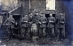 Rheinlnder toilet humour 
 
Nothing on reverse. 
 
Members of an unidentified Garde regiment, identified by their collar and cuff litzen gathered...