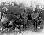 Members of the 166th Aero Squadron with one their DeHavilland DH-4 aircraft, France, 1918. (8AF Museum)