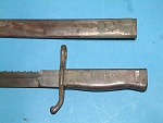 Aushifsseitengewehr ausschliesslich fr das belgische (Beute) Mausergewehr M1889 
 
A rare ersatz bayonet manufactured exclusively for captured...