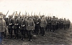 Recruits from 9. Rheinisches Infanterie-Regiment Nr.160, Malmedy 1915 
 
Letter on reverse (below) translated by uwing50: addressed to Familie Kneip,...