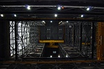 Looking up in the low bay in the VAB.  The yellow bits are the cranes.