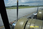 Photo from the cockpit behind the Co-pilot prior to takeoff