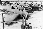 F4F-3s of VMF-211 after fall of Wake 
 
(Forground) 211-F-11 was aircraft of Capt Elrod, in which he sank IJN Kisargi