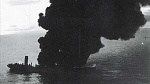 British 10,191-ton Steam Tanker Gretafield, burning after having been torpedoed by U-57