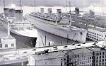 (L to R) SS Normandie, RMS Queen Mary, and RMS Queen Elizabeth 
New York, March 1940