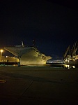 Two snap shots of USS Hornet CV-12 at 10pm with the grey misty lady in the background.