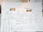 The plans - notes on dimensions for each component piece. Some calculations were pixels per millimeter to convert from digital images!