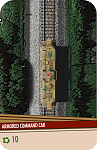 A request from Daneil [Dan-Sam] to assist with his WWII "Sky over the Railyard!" scenario lead to the production of several cards and train track sections.

Note: Damage to Armored Train cars should only be allowed if attacked with C or D damage weapons.  A and B weapons shouldn't penetrate or damage the armor, unless it is an explosion chit.