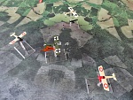 Winter over Verdun Trenches: During escape from the attack the green Fokker is attacked from both Moranes - three B cards and...